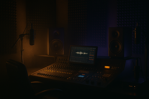 music studio with moody light